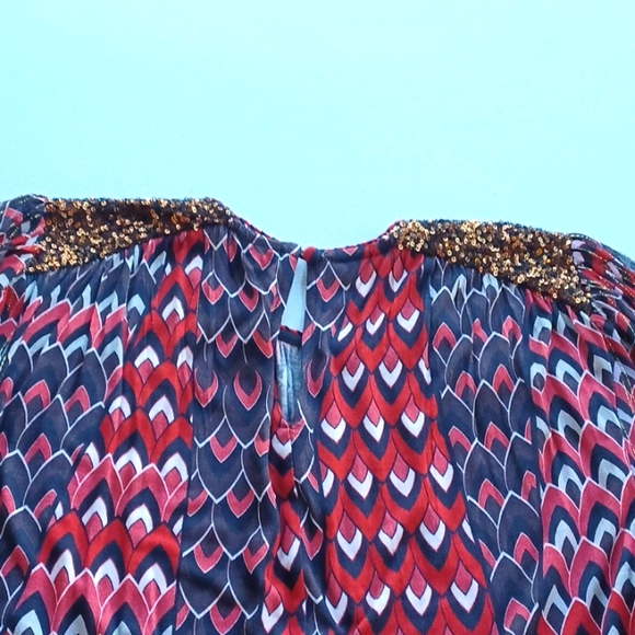 Anthropologie Bl-nk London Sequin Embellished Blouse, Size xs, red, black... - Picture 4 of 9